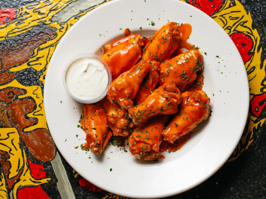 Jumbo wings tossed in buffalo sauce with ranch